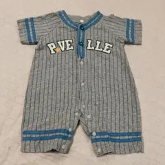 ストライプ グレー ロンパース　50-60cm
