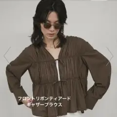 フロントリボンティアードギャザーブラウス