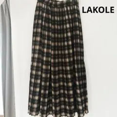 プリーツチェックスカート　ラコレ　ブラウン系　美品