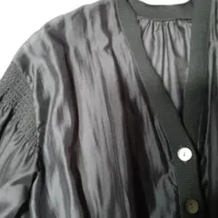 シャーリング袖 カーディガン