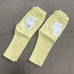 新品　ブランシェス　ストレッチパンツ　80 イエロー 長ズボン 2枚セット 双子