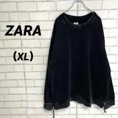オーバーサイズ　ブラックデニム地トレーナー　サイドジップ　大きいサイズ　XL 黒のサムネイル