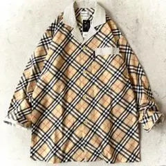 未使用品 90s バーバリー ノバチェック コットンフランネル パジャマシャツ