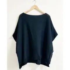 m854_IENA 美品✨2023SS コットンギマ ポンチョプルオーバー 黒