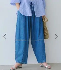 新品　studio CLIPデニム バレルデニムパンツ　低身長さん向けプチフリー