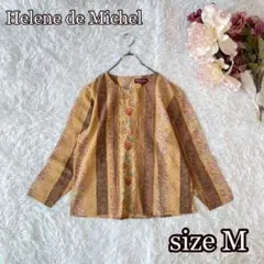 個性派　レトロ古着　コブラン織り風ジャガード柄ブラウス（M）ゆるダボ　長袖