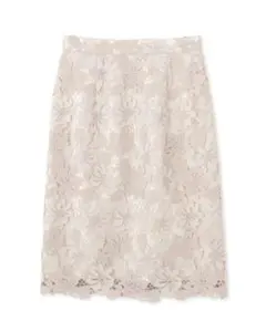 値下げ可【美品】ケミカルフラワーレースタイトスカート プロポSサイズ　ベージュ