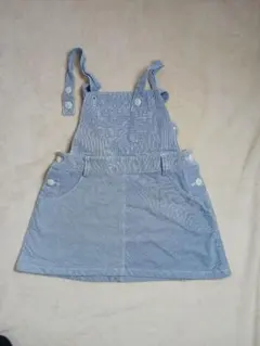 COMME CA ISM　ジャンバースカート 120cm 青白ストライプ