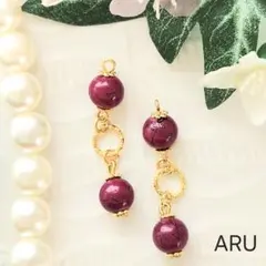 No.175★パープル☆スプレーペイント☆リング☆ゴールド☆葡萄色☆ピアス☆紫