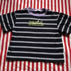 ♡Xgirl♡ブラック×パープルボーダーTシャツ　110サイズのサムネイル