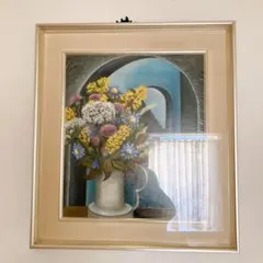油絵　花　アンティーク　ヴィンテージ　油彩　インテリア　額縁　原画　一点物　作家