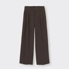 GU ダークブラウンタックワイドパンツ（丈標準70.0〜74.0cm)