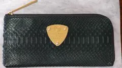 ATAO アタオ パイソン 型押し L字ファスナー 長財布 グリーン　蛇革