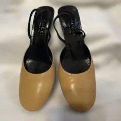 GUCCI スリングバック パンプス ベージュ ブラック 37.5のサムネイル