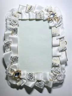 硬質ケースデコ　B6 2L版 白 ホワイト 薔薇 (1505)