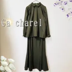 Ca charel サイドプリーツウールスカートジャケットセットアップ　オリーブ