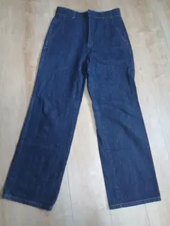 最終価格美品★GU ダークブルー ワイドデニム