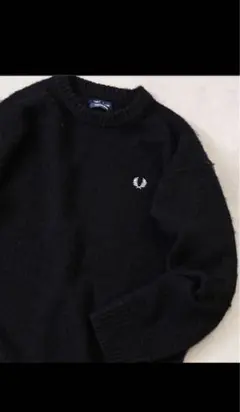 FRED PERRY×BEAMS 別注 フラッフィー クルーネックニット 黒 M