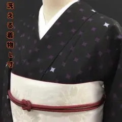 訳あり品※新品未使用 洗える着物 小紋 袷＆半幅帯＆帯締め 3点セット L寸
