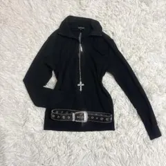 00s y2k 短丈　ハイネック　ハーフジップトップス　　平成ギャル　海外