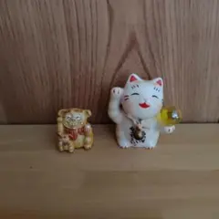 招き猫 シーサー 縁起物 置物 2点セット