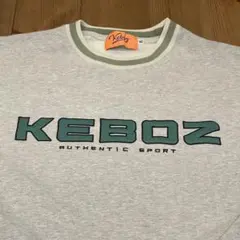 KEBOZ ケボズ スウェット グレー XL 刺繍ロゴ リブボーダー 裏パイル