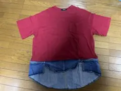 UNDERCOVER アンダーカバー デニム切り替えカットソー Tシャツ レッド 