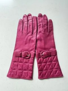 pierre cardin ピンク レザー手袋
