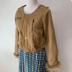 ダブルクローゼット ノーカラージャケット ジャケット ブラウン Free 無地