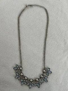 青色マーブル模様のパールネックレス