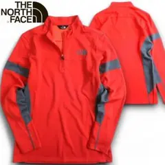 ノースフェイス ストレッチ ハーフジップ プルオーバーシャツ カットソー 赤 S