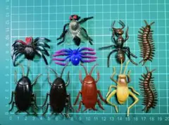 虫フィギュア 10体セット 虫おもちゃ ゴキブリ クモ ムカデ アリ ハエ