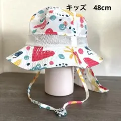 キッズ 日よけ付きハット 48cm あごひも付きのサムネイル