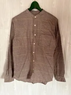 【72】GLOBAL WORK ネルシャツ M　ブラウン