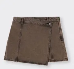 GU デニムラップスコート　スカート　ブラウン