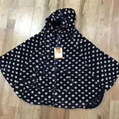 Le Bois フリース ポンチョ ネイビー ドット　水洗いできる