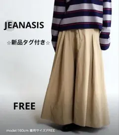 新品タグ付き⭐︎JEANASIS ボリュームフレアロングスカート　ベージュ　Fのサムネイル