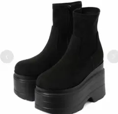 【R&E】ボリュームソールストレッチショートブーツ （ブラックスエード）