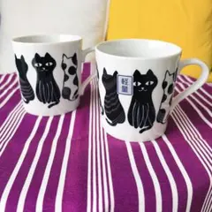【新品未使用品】美濃焼 おすわり猫 マグカップ モノトーン 軽量 2点セット