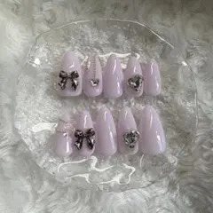 Ｎｏ.16【現品/即購入可】紫夢かわネイル|韓国 ワンホン y2k