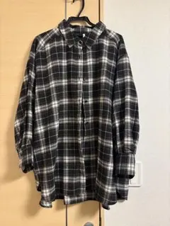 しまむら vanilla studio オーバーサイズチェックシャツ ブラウン
