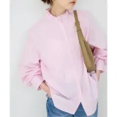 ☆25年モデル☆スローブイエナ　コットンスタンドフリルブラウス　ピンク　FREE