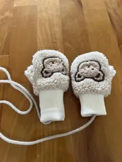 ボア生地キャラクター刺繍ミトンのサムネイル