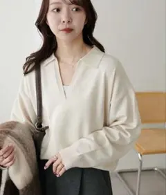 DISCOAT モチモチスキッパープルオーバー アイボリー