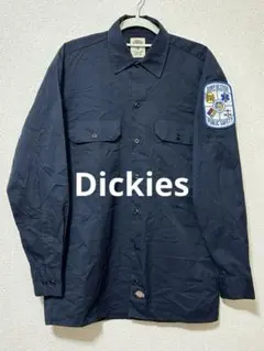 Dickies ワークシャツ ダークネイビー 企業ワッペン　メキシコ製 S