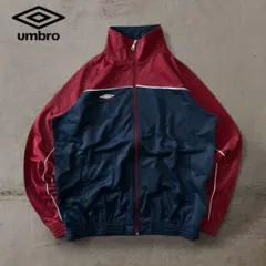 アンブロ切替トラックジャケット刺繍ロゴネイビーバーガンディジャージ好配色古着