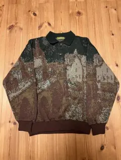 used ニット セーター ヴィンテージ 襟付き ワンポイント刺繍