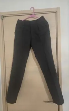 ＆beスラックス　ブラックグレーミニチェック柄