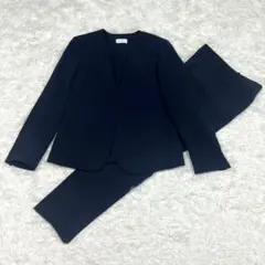 『極美品』プラステ カラーレス パンツスーツ トリアセテート混ネイビー Lサイズ