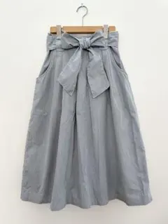 ストライプ　リボン付きフレアスカート